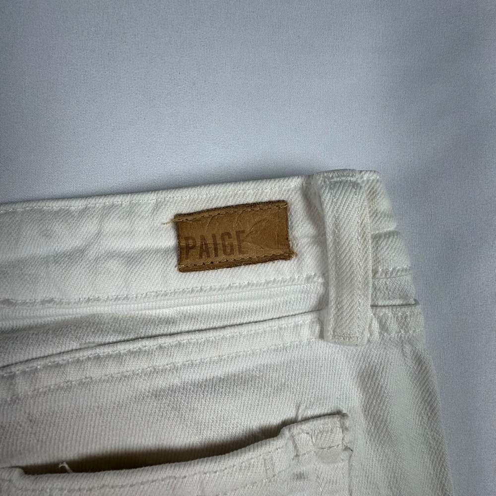 Paige Kylie Crop White Straight Leg Jeans Side Slit Denim Womens Size 27 - Picture 6 of 8